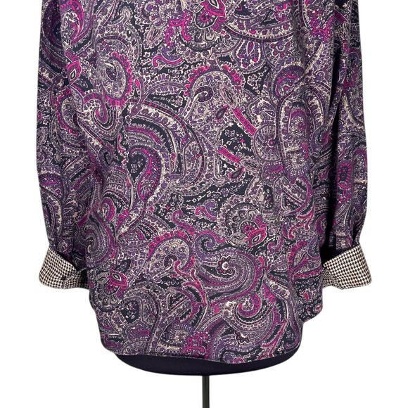Chaps Ralph Lauren Womens Shirt XL Paisley Houndstooth Cotton Non Iron Button Up - Picture 7 of 8
